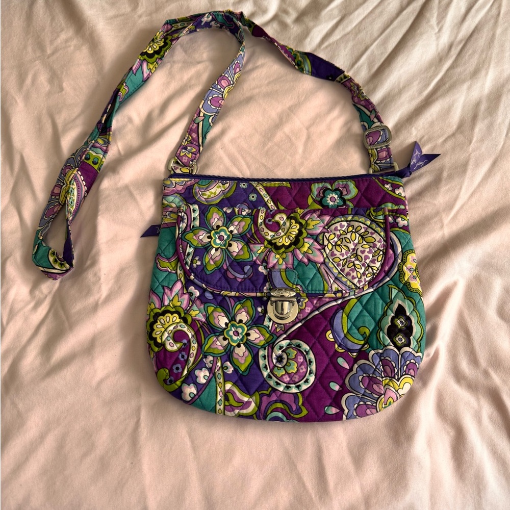 Vera Bradley Floral Quilted Crossbody Bag - Purple and Green